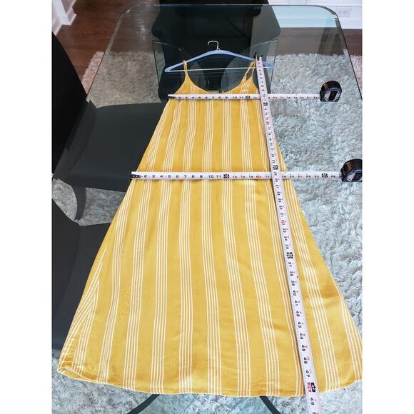 Forever21 Long Maxi Dress Women's S Yellow Striped Lurex Knit Adjustable Straps - Picture 7 of 9
